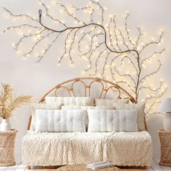 Ramo marrone 3 m, led bianco caldo