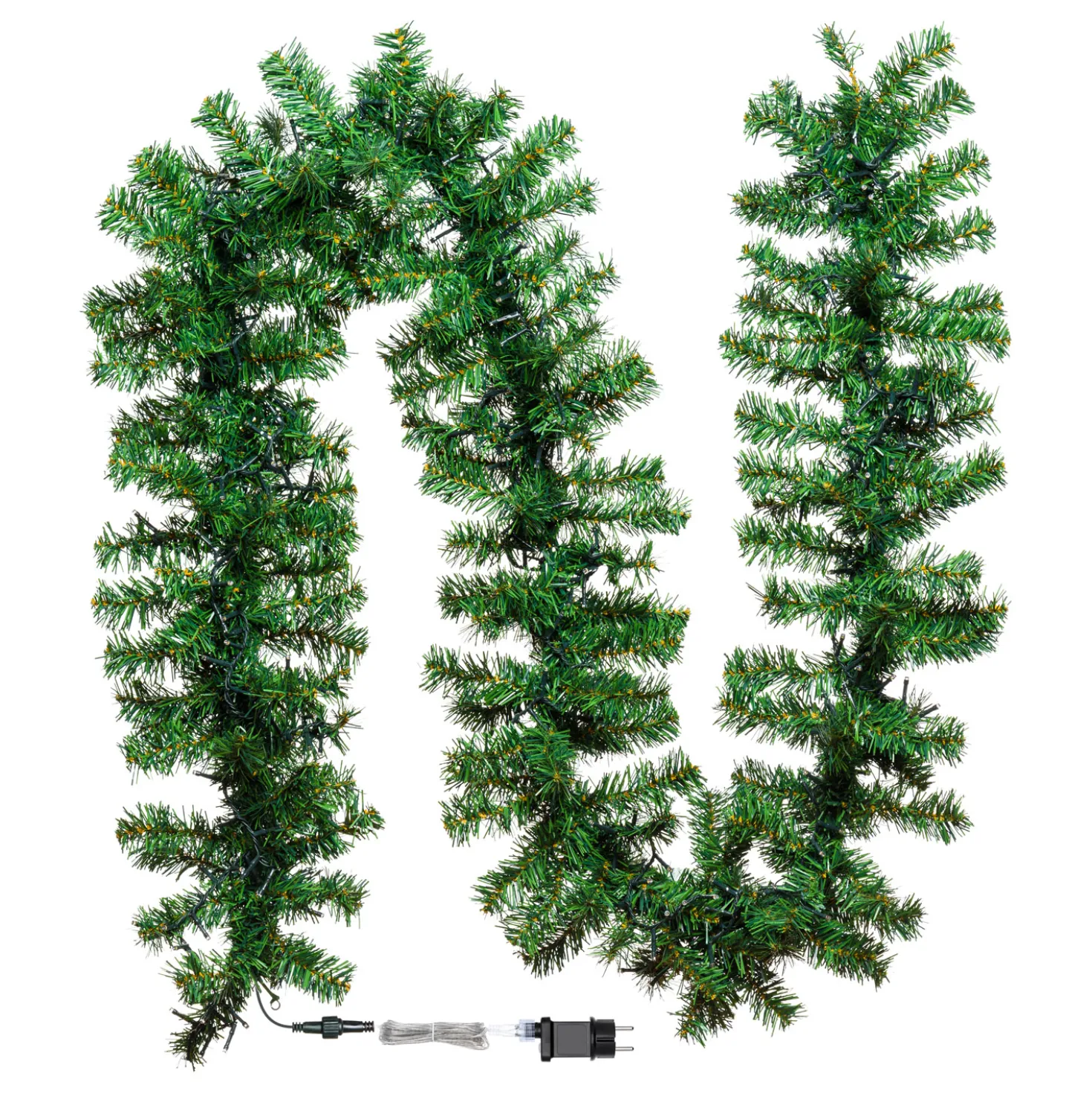 Ramo Moena in finto pino 2,7 m, 400 led integrati bianco caldo, prolungabile