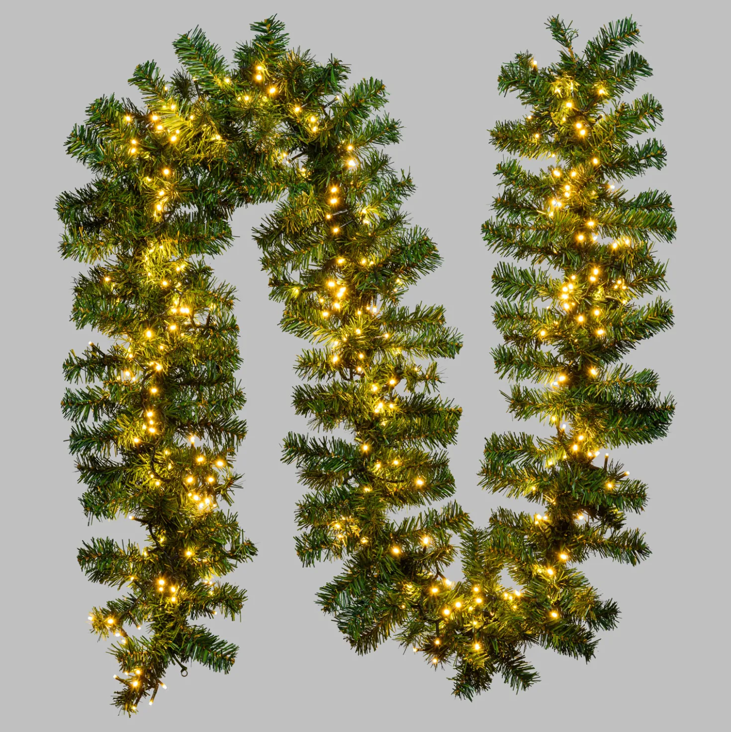 Ramo Moena in finto pino 2,7 m, 400 led integrati bianco caldo, prolungabile