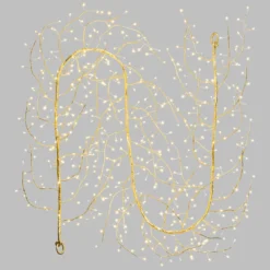 Ramo Tiglio champagne 3 m, 504 microled bianco caldo e freddo, cavo metal argento, uso interno