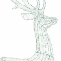 Renna Bianca 3D in acrilico trasparente, h 160 cm, 380 Dual LED bianco caldo e freddo