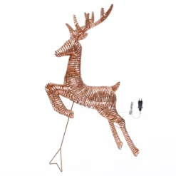 Renna che salta 3D Rose Gold, a coste, h 130 cm, 960 microled bianco caldo