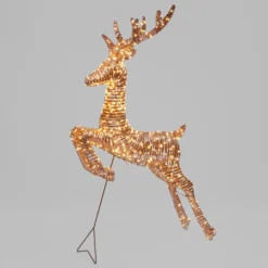 Renna che salta 3D Rose Gold, a coste, h 130 cm, 960 microled bianco caldo