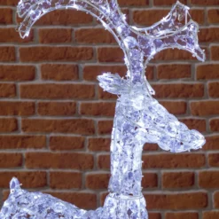 Renna con cristalli, h. 120 cm, led bianco freddo