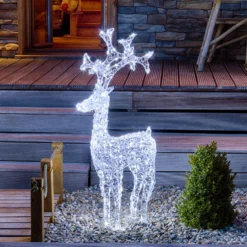 Renna con cristalli, h. 120 cm, led bianco freddo