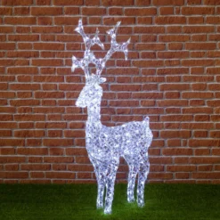 Renna con cristalli, h. 120 cm, led bianco freddo