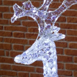 Renna con cristalli, h. 120 cm, led bianco freddo