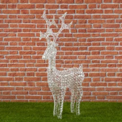 Renna con cristalli, h. 120 cm, led bianco freddo