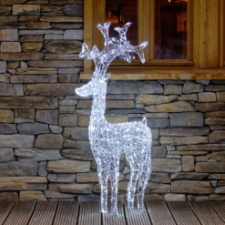 Renna con cristalli, h. 120 cm, led bianco freddo
