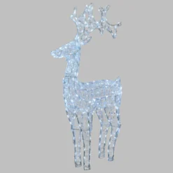 Renna con cristalli, h. 120 cm, led bianco freddo