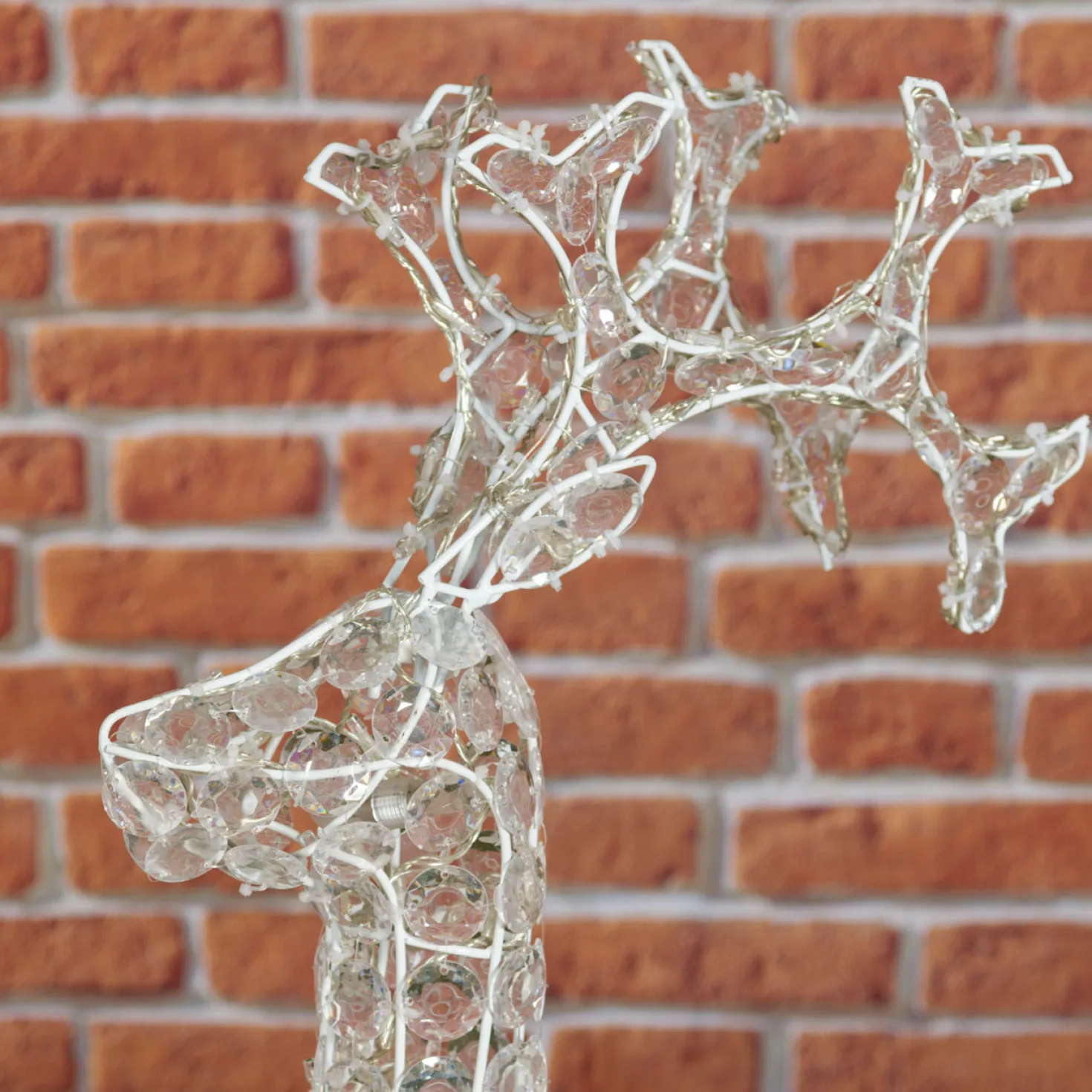 Renna con cristalli, h. 90 cm, led bianco freddo