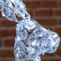 Renna con cristalli, h. 90 cm, led bianco freddo