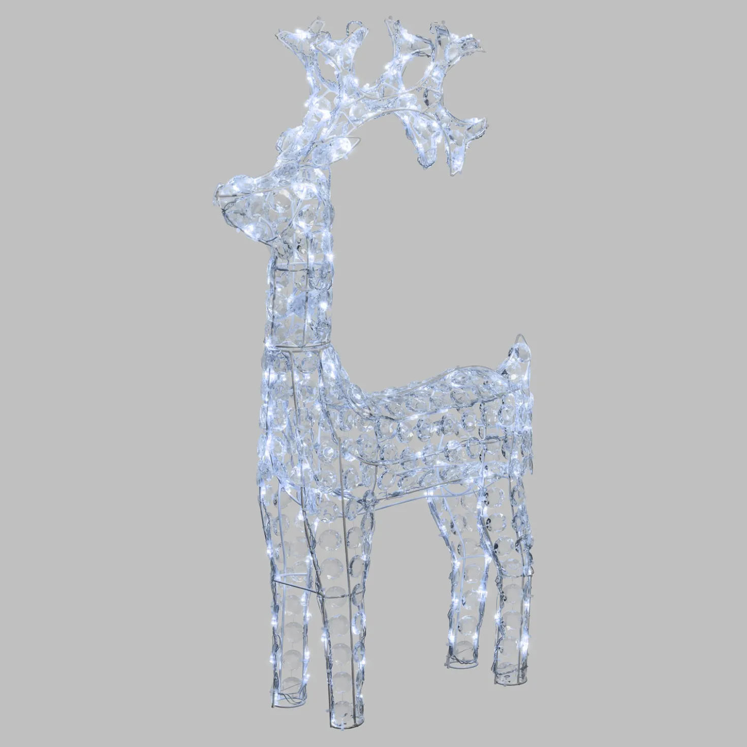 Renna con cristalli, h. 90 cm, led bianco freddo