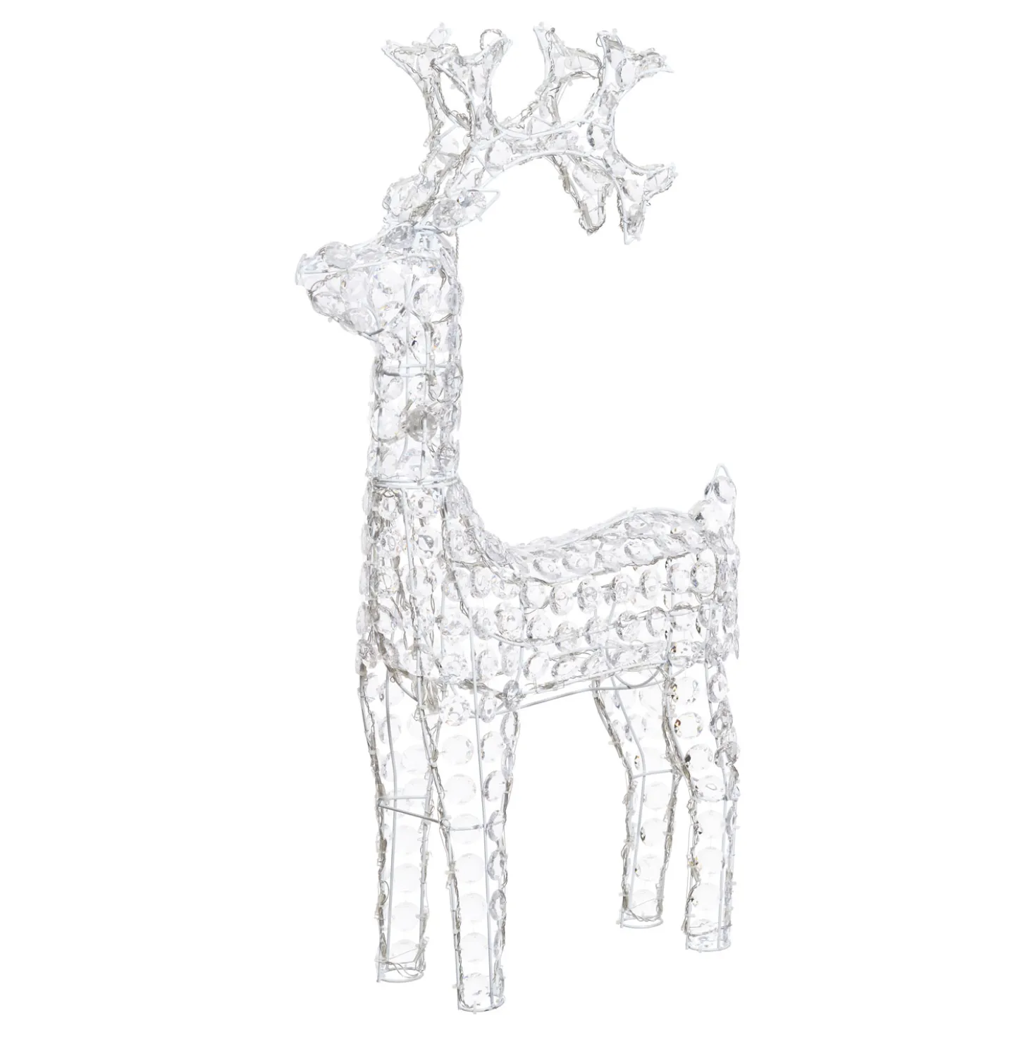Renna con cristalli, h. 90 cm, led bianco freddo