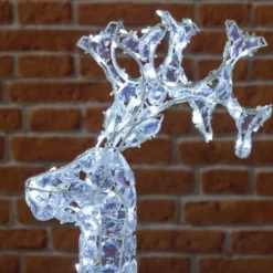 Renna con cristalli, h. 90 cm, led bianco freddo