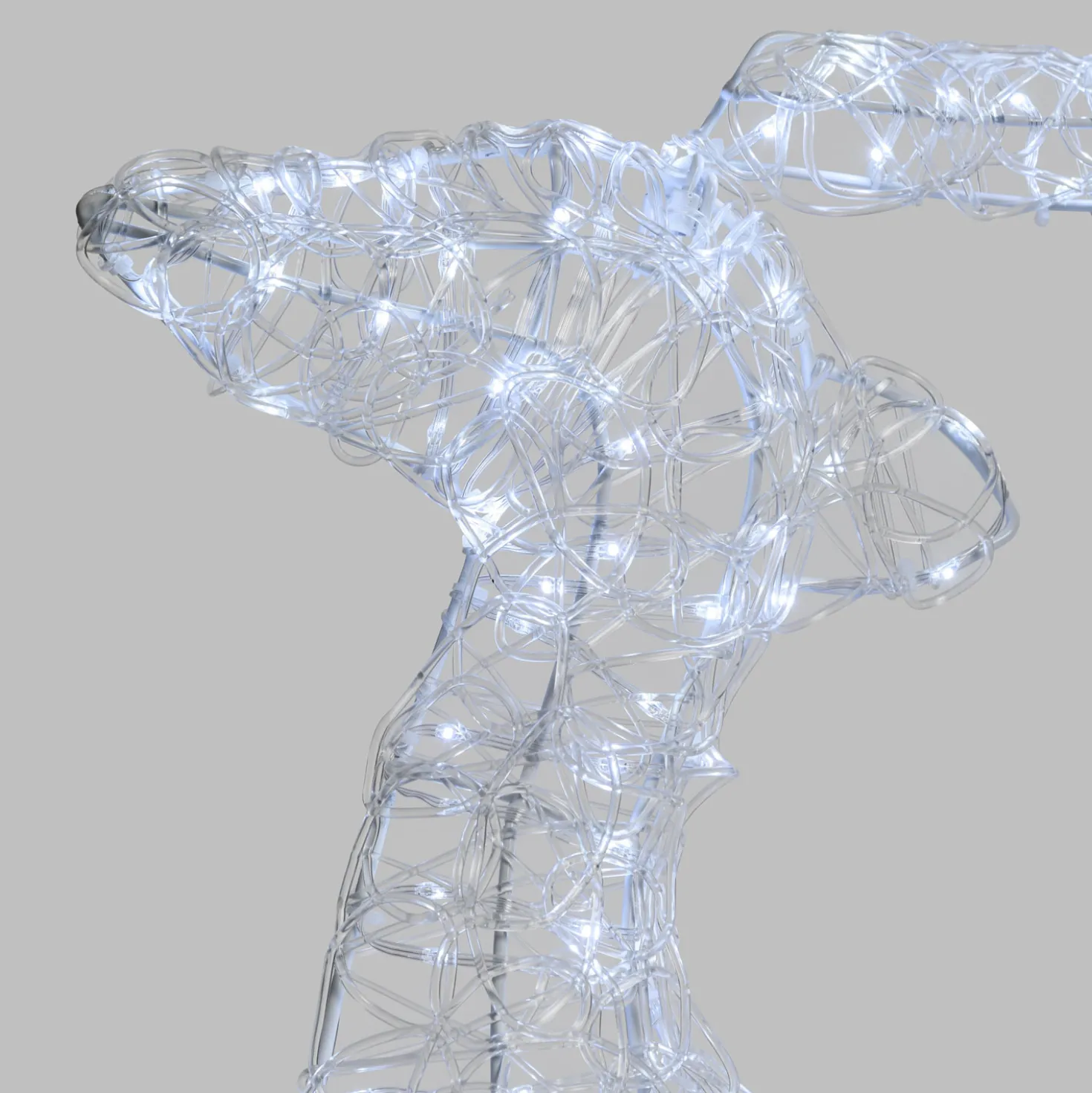 Renna con Slitta 2D, h 80 cm, gocce led bianco freddo