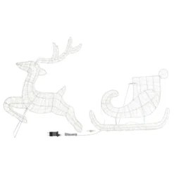 Renna con Slitta 2D, h 80 cm, gocce led bianco freddo