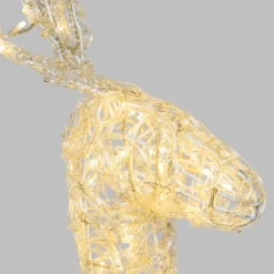 Renna con slitta 3D in acrilico trasparente, 240 led bianco caldo