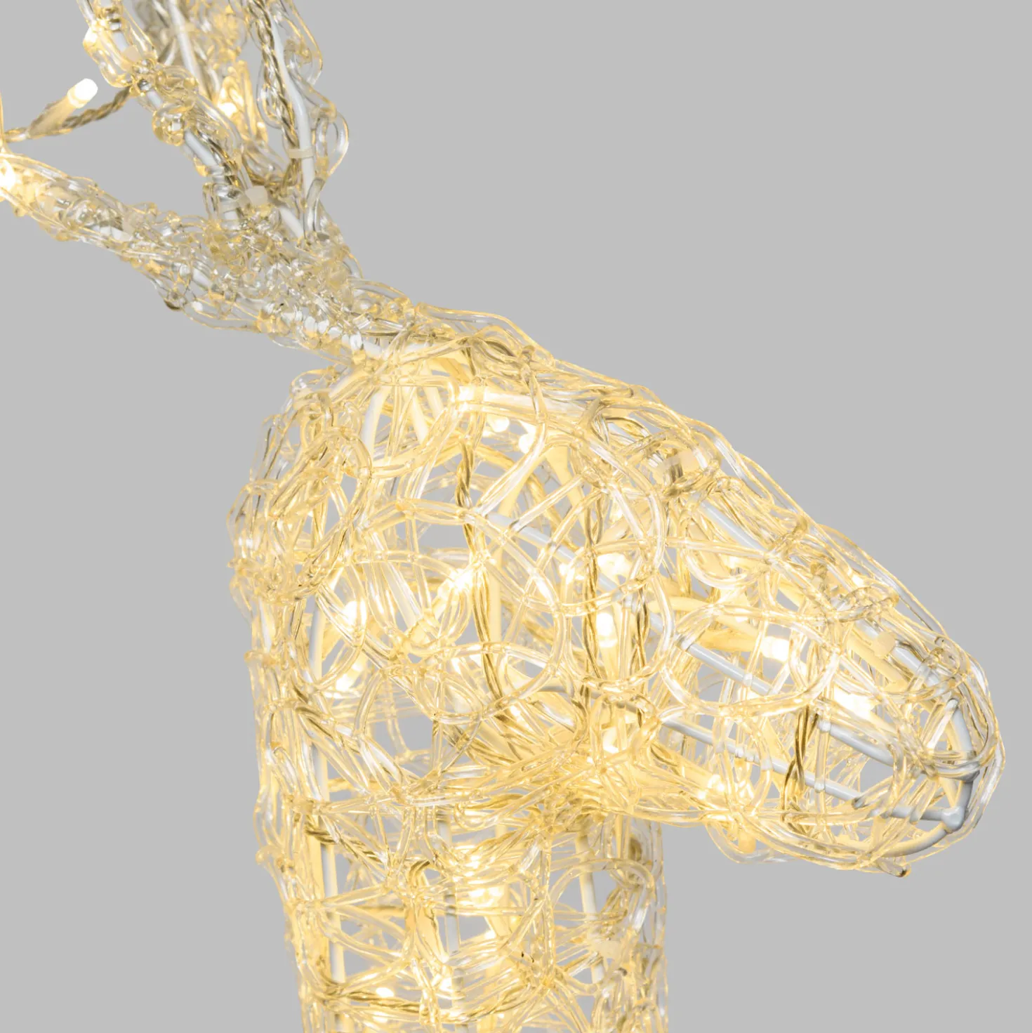 Renna con slitta 3D in acrilico trasparente, 240 led bianco caldo