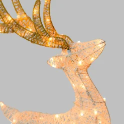 Renna con slitta 3D Light Cream & Brown h 60 cm, 160 led bianco extra caldo