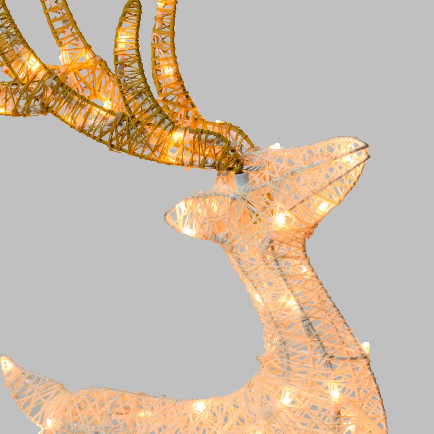 Renna con slitta 3D Light Cream & Brown h 60 cm, 160 led bianco extra caldo