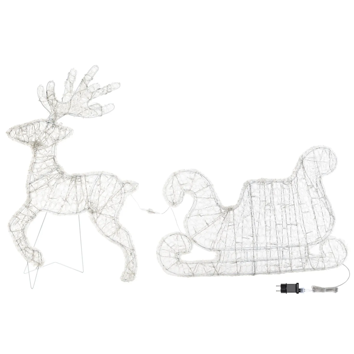 Renna con Slitta Thin 3D, h 85 cm, led bianco freddo