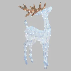 Renna con testa alzata 3D Light Cream & Brown, h 95 cm, 200 Dual LED bianco extra caldo e bianco freddo