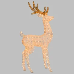 Renna con testa ruotata 3D Light Cream & Brown, h 160 cm, 380 Dual LED bianco extra caldo e bianco freddo