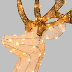 Renna con testa ruotata 3D Light Cream & Brown, h 160 cm, 380 Dual LED bianco extra caldo e bianco freddo