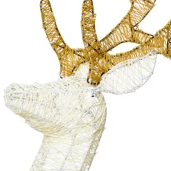 Renna con testa ruotata 3D Light Cream & Brown, h 160 cm, 380 Dual LED bianco extra caldo e bianco freddo