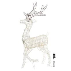Renna con zampa alzata 3D, h 105 cm, microled bianco caldo e freddo, uso interno