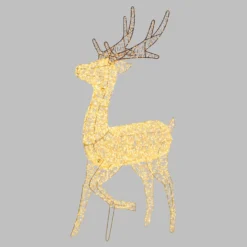 Renna con zampa alzata 3D, h 130 cm, microled bianco caldo e freddo, uso interno