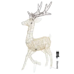 Renna con zampa alzata 3D, h 80 cm, microled bianco caldo e freddo, uso interno