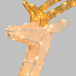Renna con zampa alzata 3D Light Cream & Brown h 105 cm, 200 led bianco extra caldo