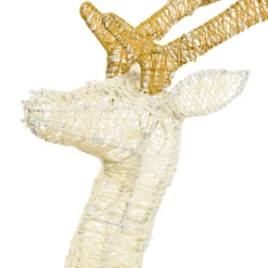 Renna con zampa alzata 3D Light Cream & Brown h 105 cm, 200 led bianco extra caldo