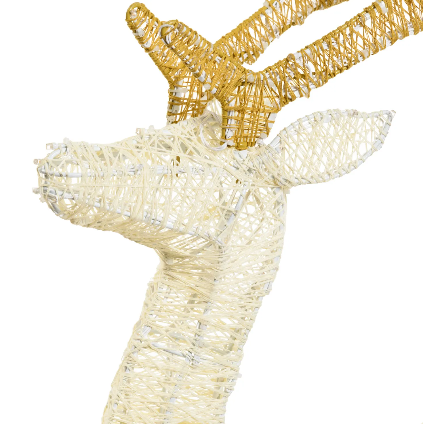 Renna con zampa alzata 3D Light Cream & Brown h 105 cm, 200 led bianco extra caldo