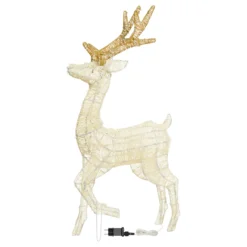 Renna con zampa alzata 3D Light Cream & Brown h 105 cm, 200 led bianco extra caldo