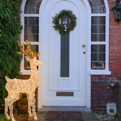 Renna Cream & Brown h. 125 cm con testa ruotata, led bianco extra caldo