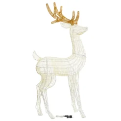 Renna Cream & Brown h. 160 cm con testa ruotata, led bianco extra caldo