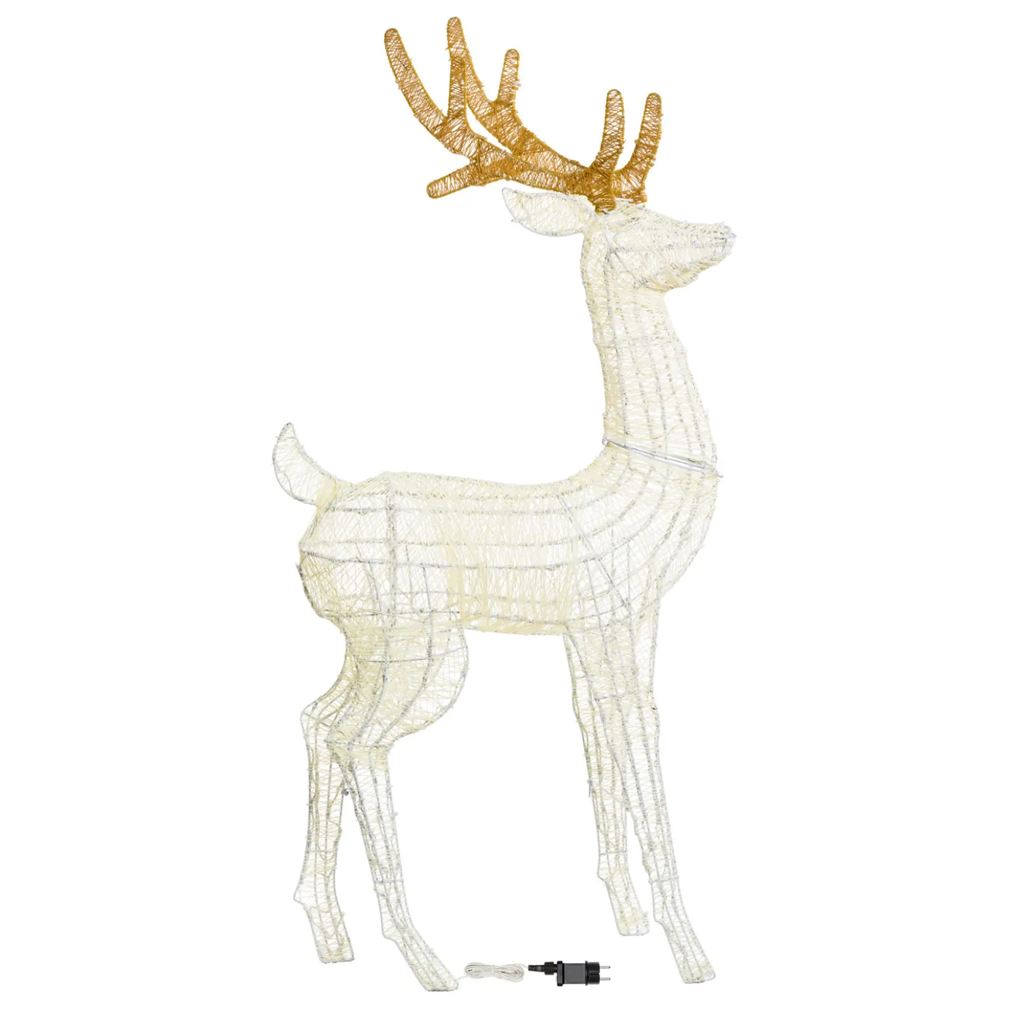 Renna Cream & Brown h. 160 cm con testa ruotata, led bianco extra caldo