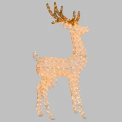 Renna Cream & Brown h. 160 cm con testa ruotata, led bianco extra caldo