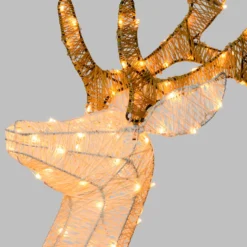 Renna Cream & Brown h. 160 cm con testa ruotata, led bianco extra caldo