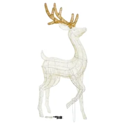 Renna Cream & Brown h. 160 cm con zampa alzata, led bianco extra caldo
