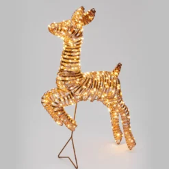 Renna cucciolo 3D Rose Gold, a coste, h 70 cm, 400 microled bianco caldo