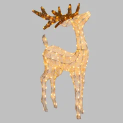 Renna 3D crema e marrone 95 cm, led bianco extra caldo