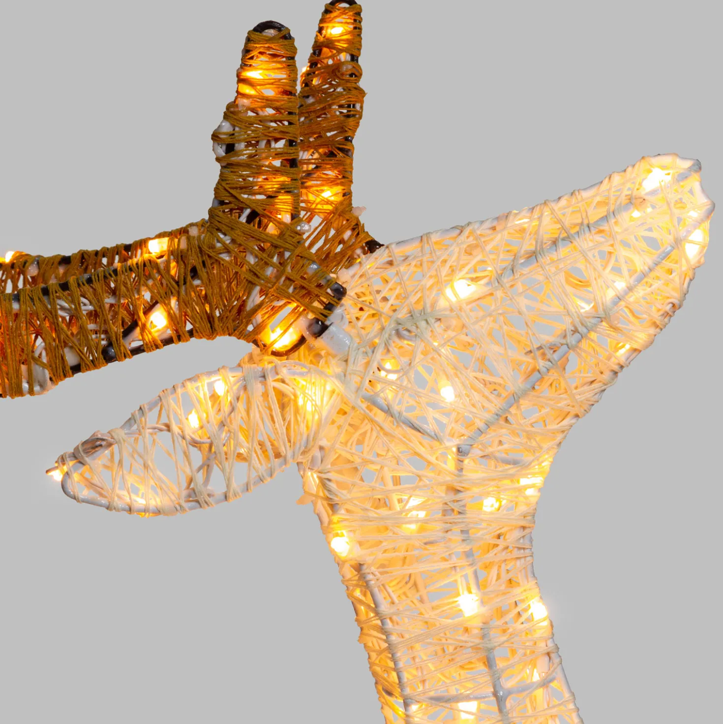 Renna 3D crema e marrone 95 cm, led bianco extra caldo