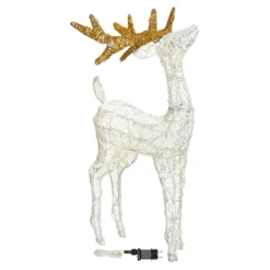 Renna 3D crema e marrone 95 cm, led bianco extra caldo