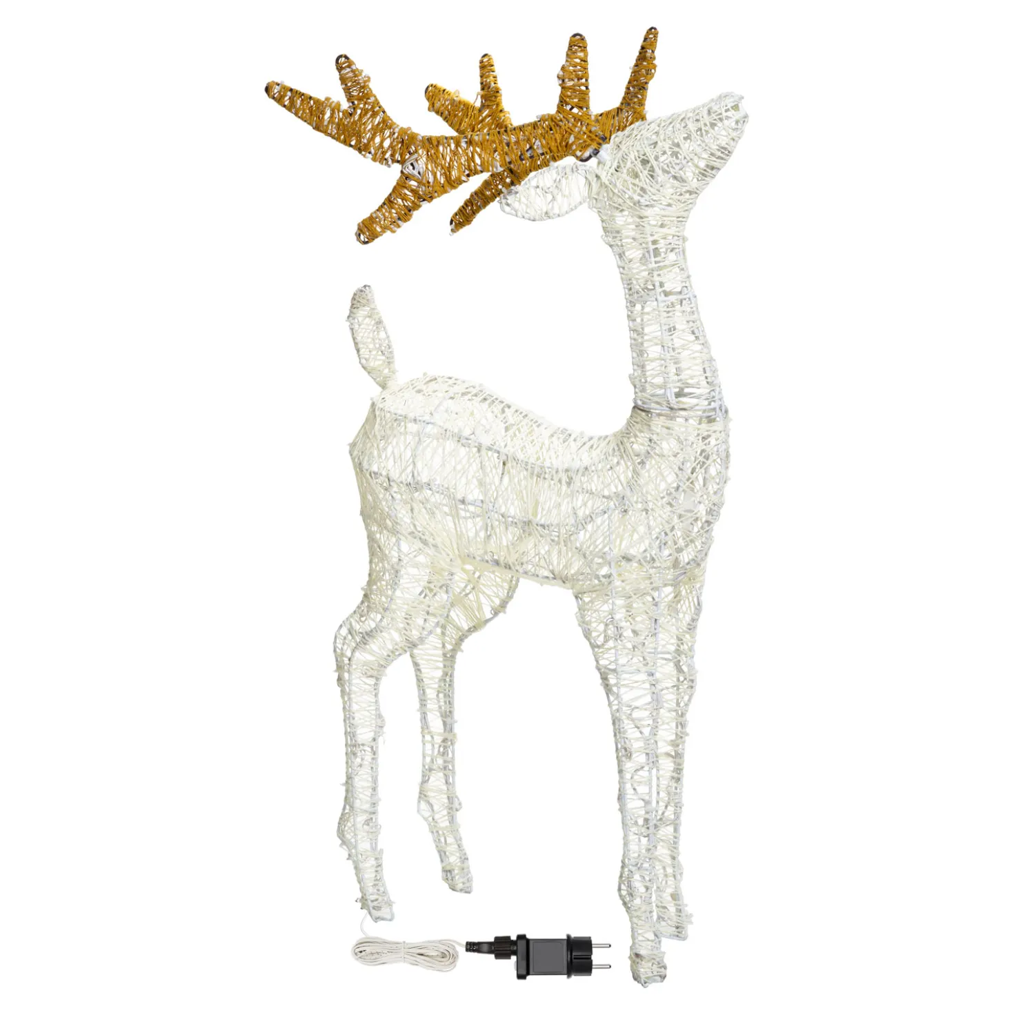 Renna 3D crema e marrone 95 cm, led bianco extra caldo