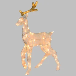Renna 2D crema e marrone 72 cm, led bianco extra caldo