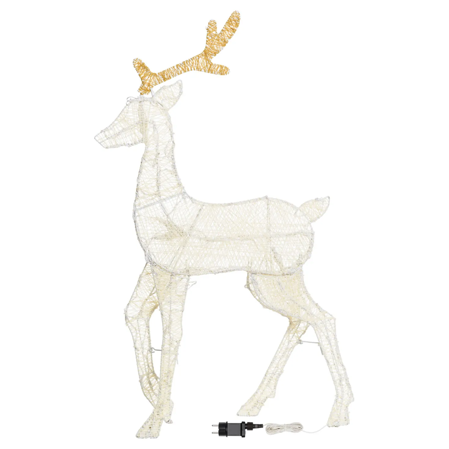 Renna 2D crema e marrone 105 cm, led bianco extra caldo